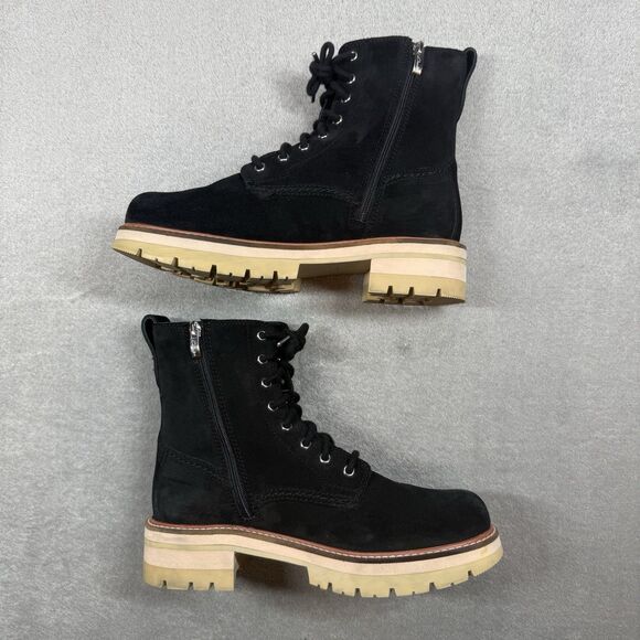 Clarks Orianna Hi Suede Lace Up Boots Women’s 8.5 Black Combat Chunky - Picture 3 of 11